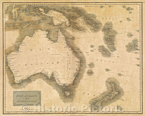Historic Map : New Holland and Asiatic Isles., 1821 , Vintage Wall Art