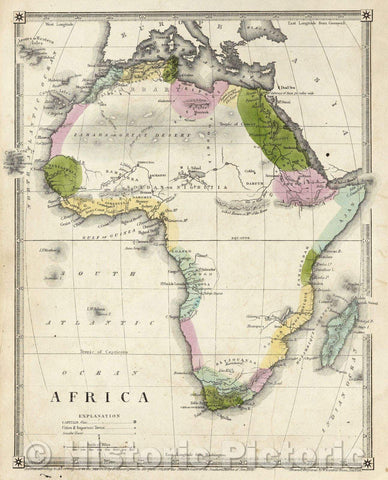 Historic Map : Africa, 1838 , Vintage Wall Art