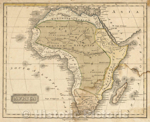 Historic Map : Africa, 1828 , Vintage Wall Art