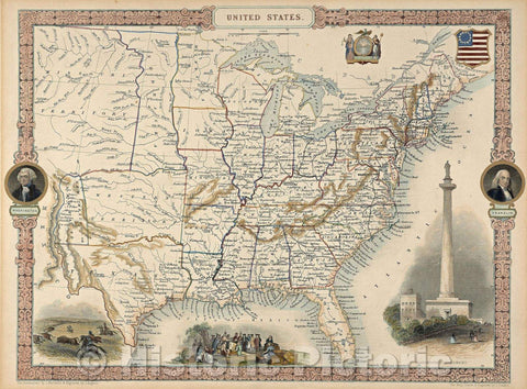 Historic Map : United States., 1840 , Vintage Wall Art