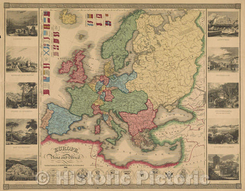 Historic Map : Europe with Part of Asia and Africa., 1840 , Vintage Wall Art