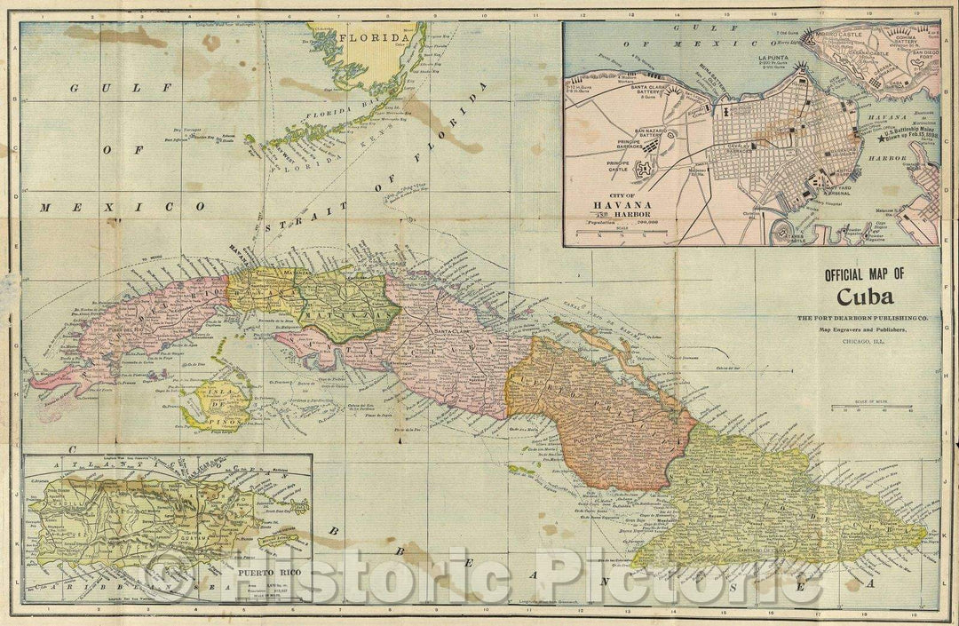 Historic Map : Pocket Map of Philippine Islands, Cuba and Porto Rico, 1899 , Vintage Wall Art