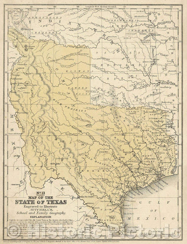 Historic Map : Map of the State of Texas, 1846 , Vintage Wall Art