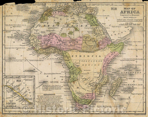 Historic Map : Map of Africa, 1839 , Vintage Wall Art