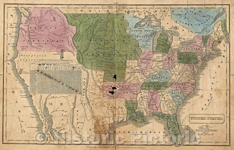 Historic Map : United States., 1823 , Vintage Wall Art