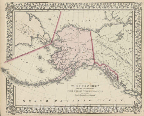 Historic Map : North western America : showing the territory ceded by Russia to the United States, 1867 , Vintage Wall Art
