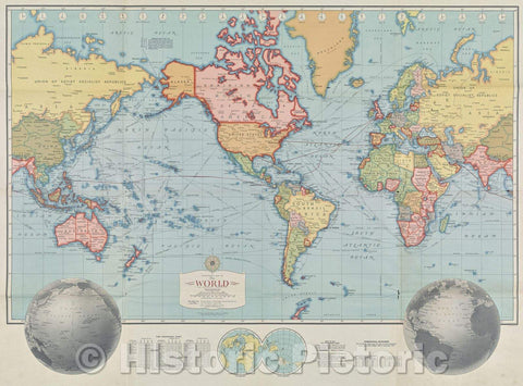 Historic Map : Follow the war with Hagstrom's map of the World and detail maps of Europe, Mediterranean North Africa Pacific Aleutians, 1944 , Vintage Wall Art