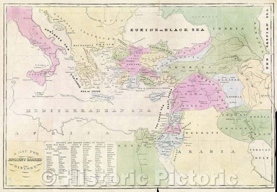 Historic Map : A Map for Ancient Sacred History, 1845 , Vintage Wall Art