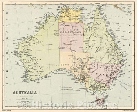 Historic Map : Australia, c. 1882 , Vintage Wall Art