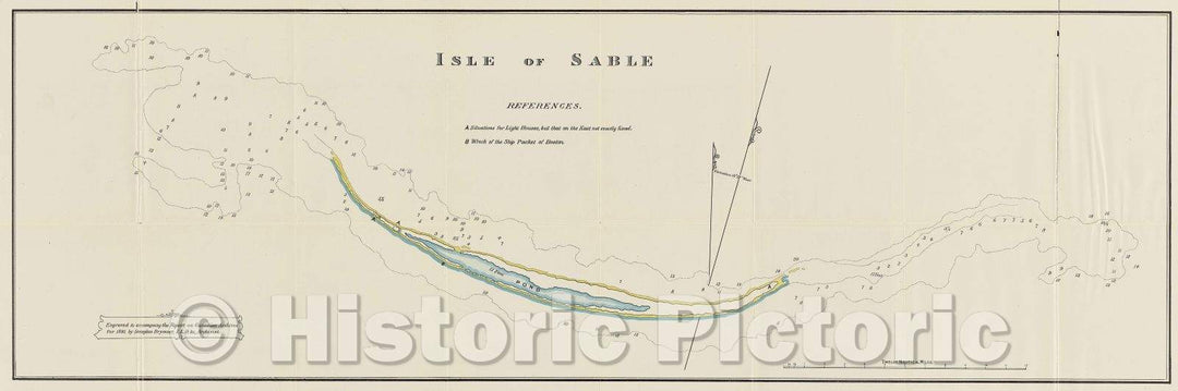 Historic Map : Isle of Sable, 1895 , Vintage Wall Art