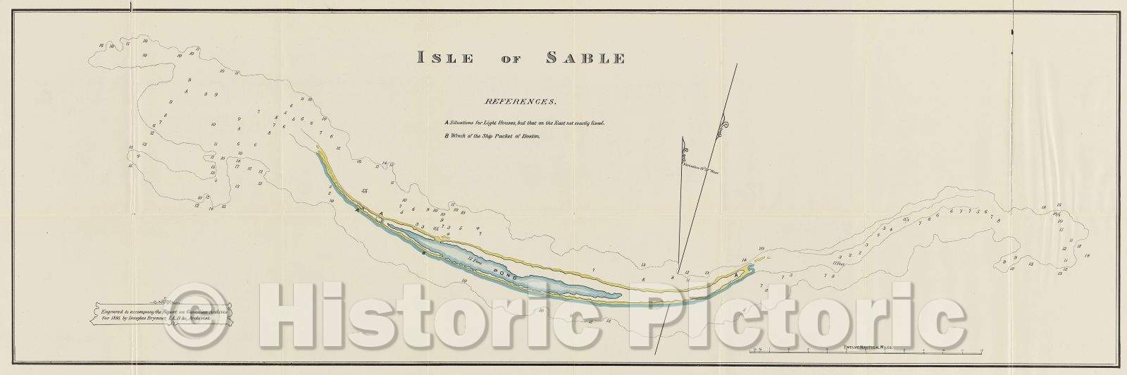 Historic Map : Isle of Sable, 1895 , Vintage Wall Art