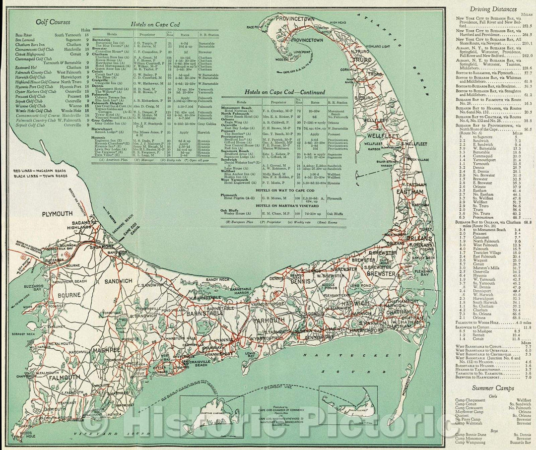 Historic Map : Welcome to Cape Cod Road Map and Directory. Published by Cape Cod Chamber of Commerce and Cape Cod, Martha's Vineyard and Nantucket Hotel Assn., Vintage Wall Art