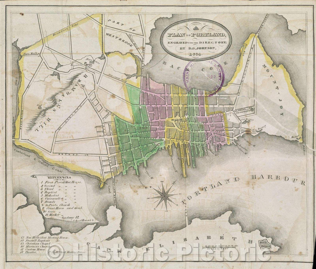 Historic Map : The Portland directory containing the names of the inhabitants, their occupations, places of business, and dwelling houses, and the city register, Vintage Wall Art