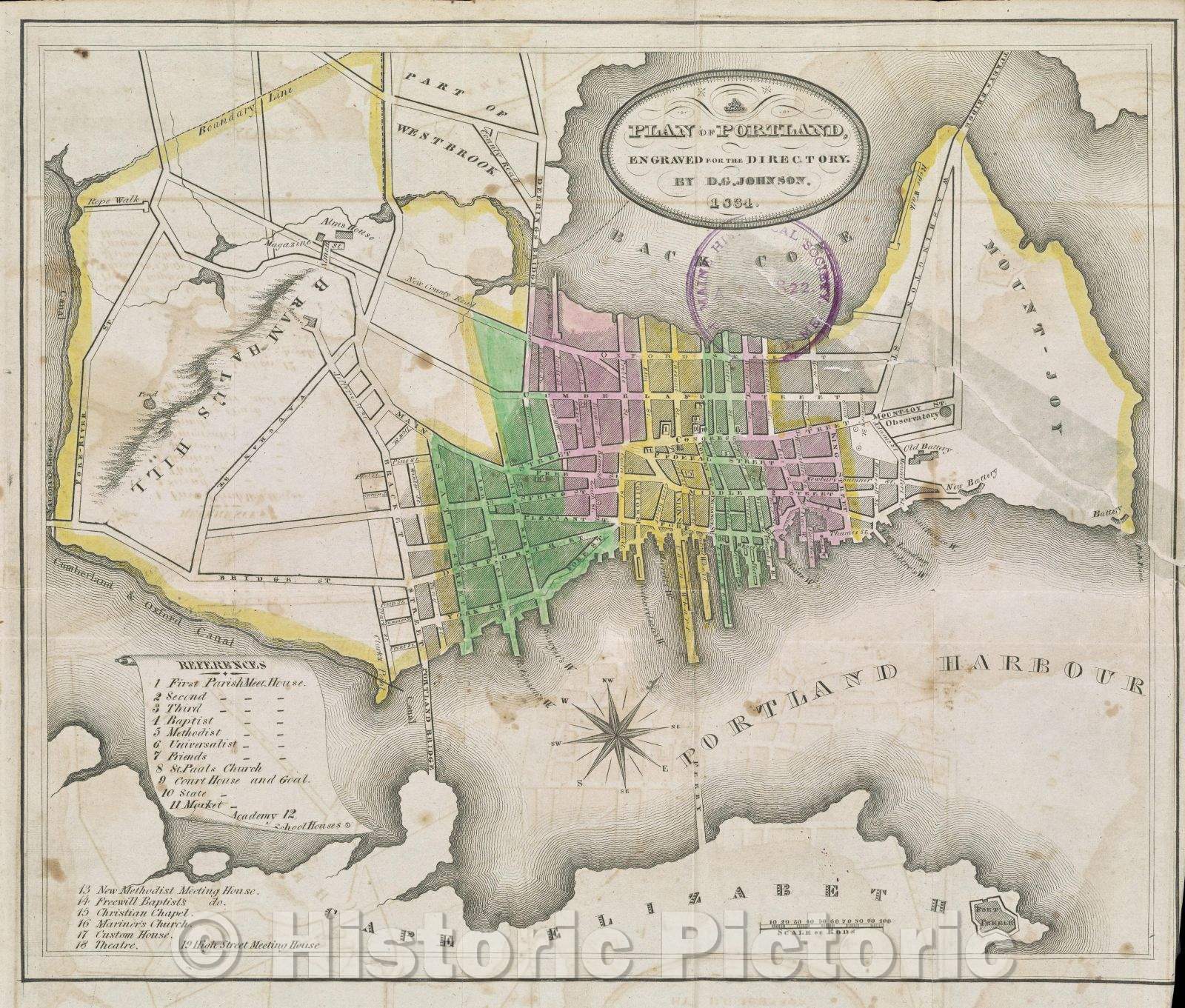 Historic Map : The Portland directory containing the names of the inhabitants, their occupations, places of business, and dwelling houses, and the city register, Vintage Wall Art
