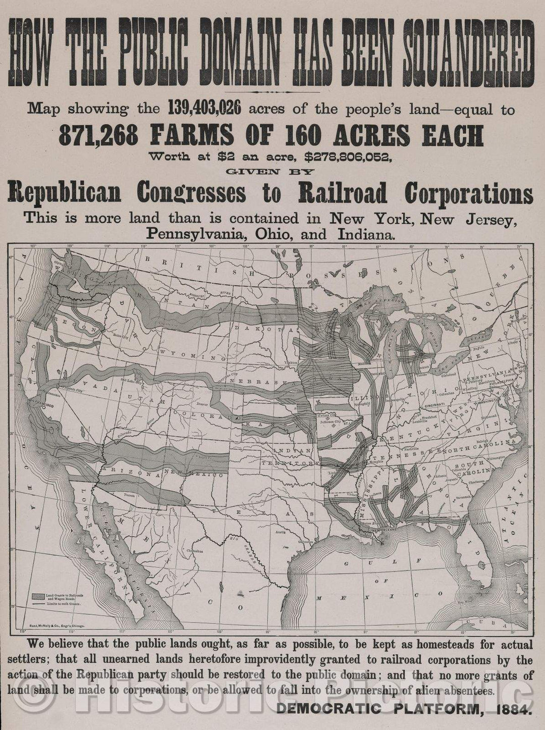 Historic Map : How the Public Domain Has Been Squandered, Vintage Wall Art