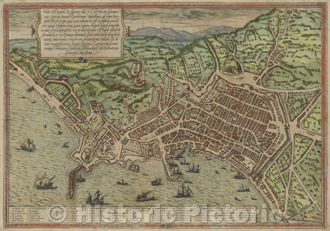 Historic Map : Neapolis; Neapel, 1574 , Vintage Wall Art
