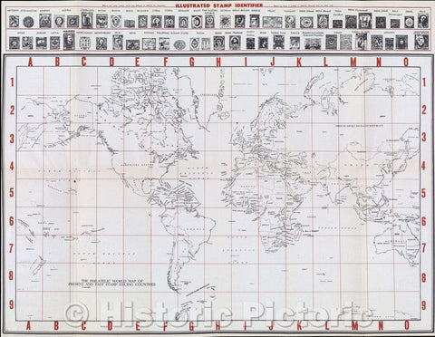 Historic Map : The Philatelic World Map of Present and Past Stamp Issuing Countries, 1951 , Vintage Wall Art