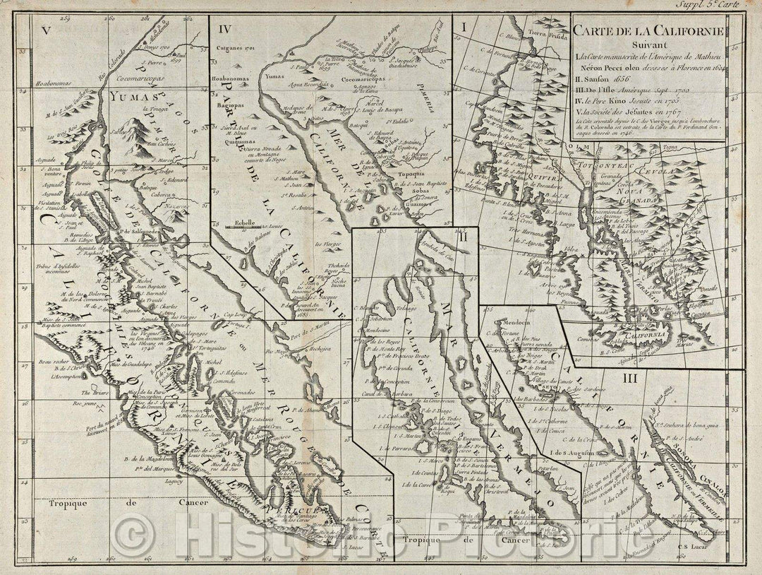 Historic Map : Carte de la Californie, 1774 , Vintage Wall Art , v4