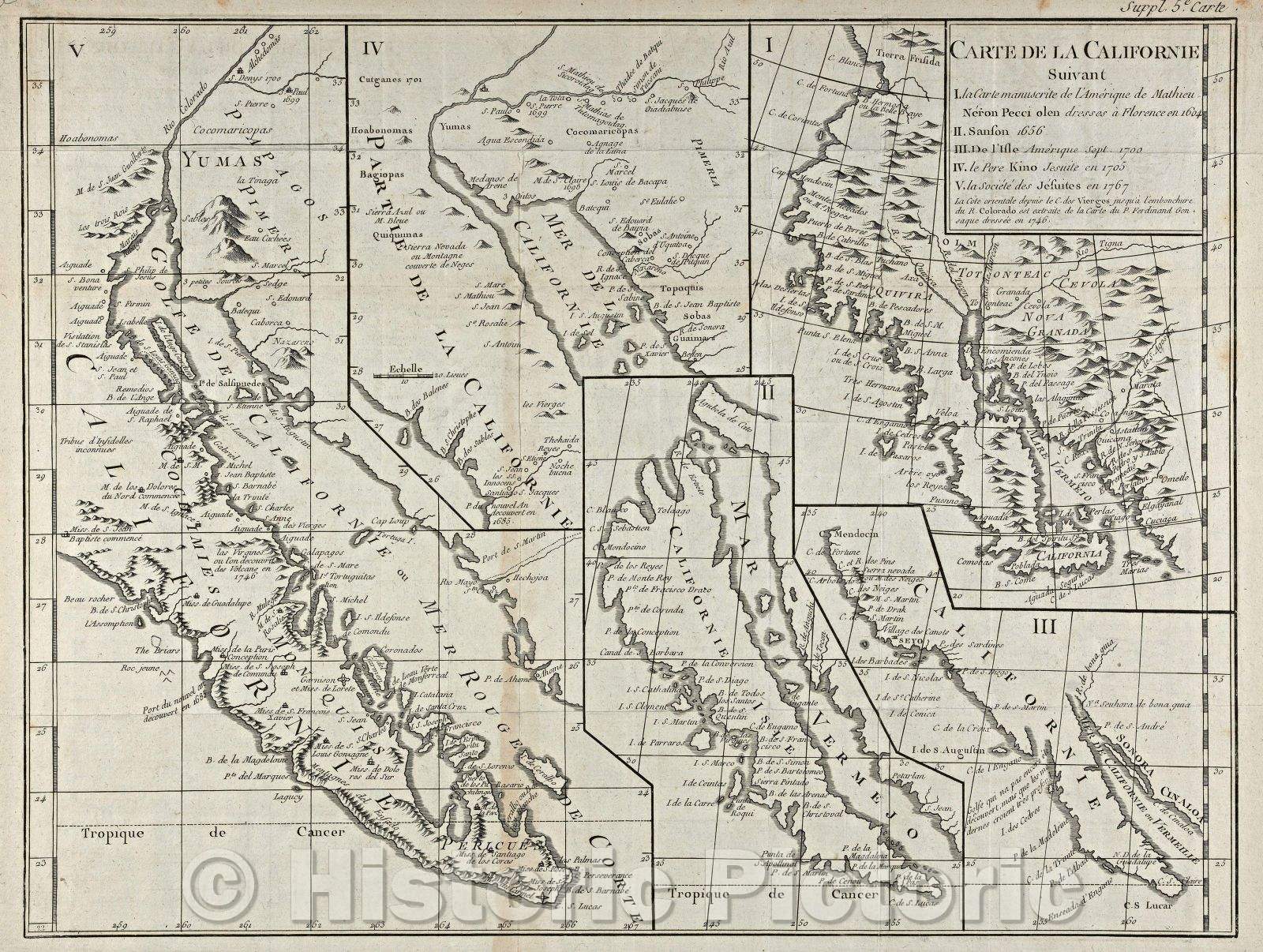 Historic Map : Carte de la Californie, 1774 , Vintage Wall Art , v4