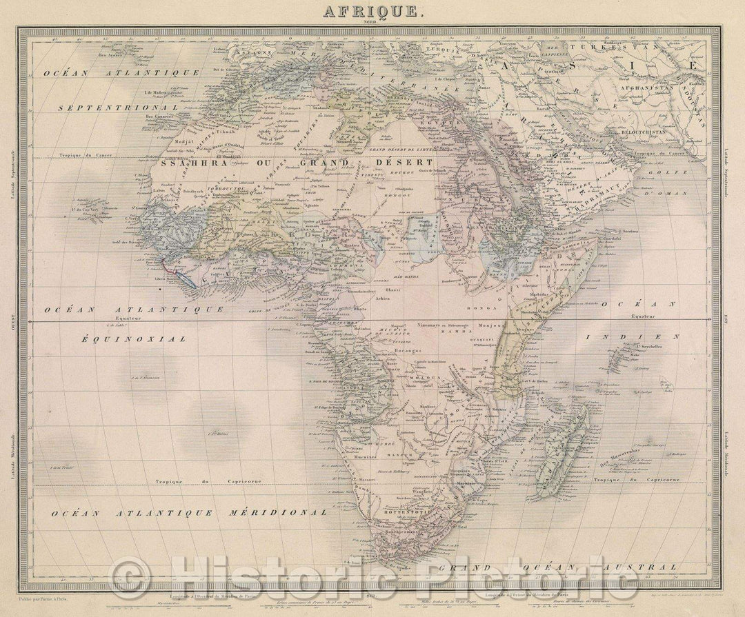 Historic Map : Afrique., 1842 , Vintage Wall Art