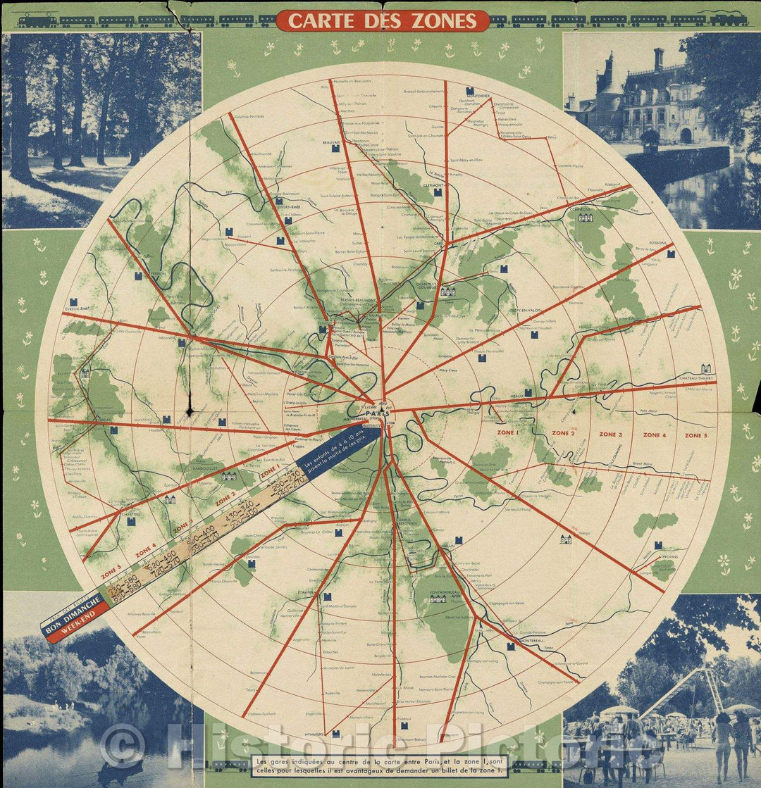 Historic Map : Carte des Zones, 1951 , Vintage Wall Art