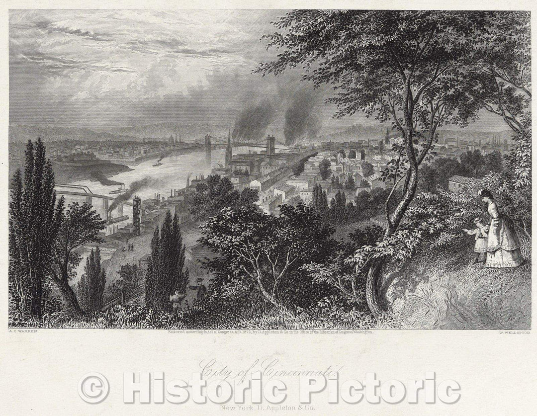 Historic Map : The City of Cincinnati, 1872 , Vintage Wall Art