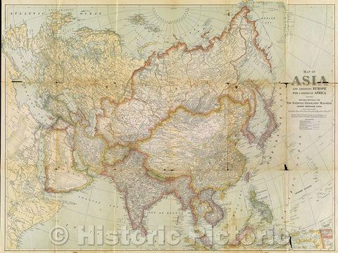 Historic Map : Map of Asia and Adjoining Europe with a Portion of Africa, 1921 , Vintage Wall Art , v2