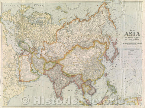 Historic Map : Map of Asia and Adjoining Europe with a Portion of Africa, 1921 , Vintage Wall Art