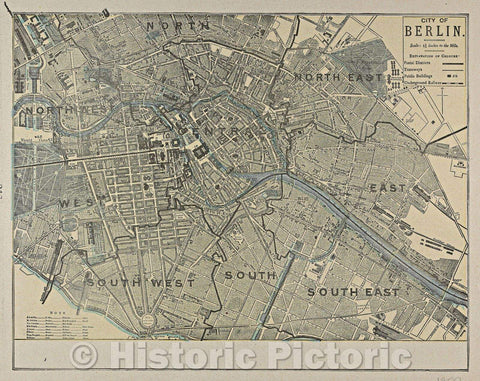 Historic Map : City of Berlin., 1900 , Vintage Wall Art