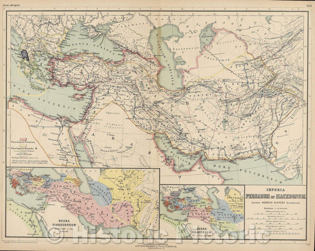 Historic Map : Imperia Persarum et Macedonium, 1892 , Vintage Wall Art