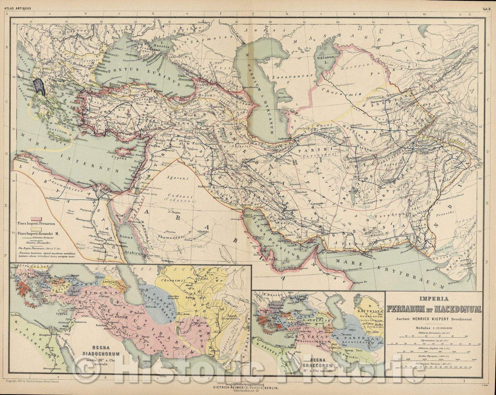 Historic Map : Imperia Persarum et Macedonium, 1892 , Vintage Wall Art