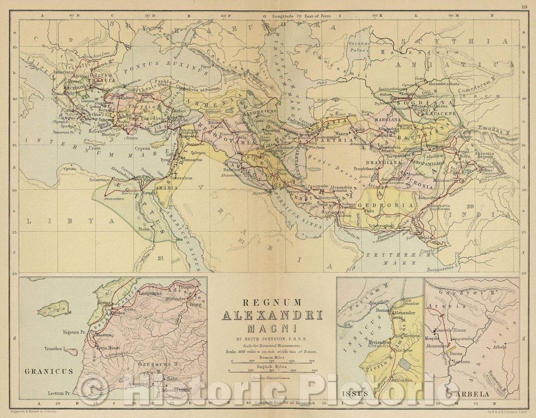 Historic Map : Regnum Alexandri Magni, 1875 , Vintage Wall Art