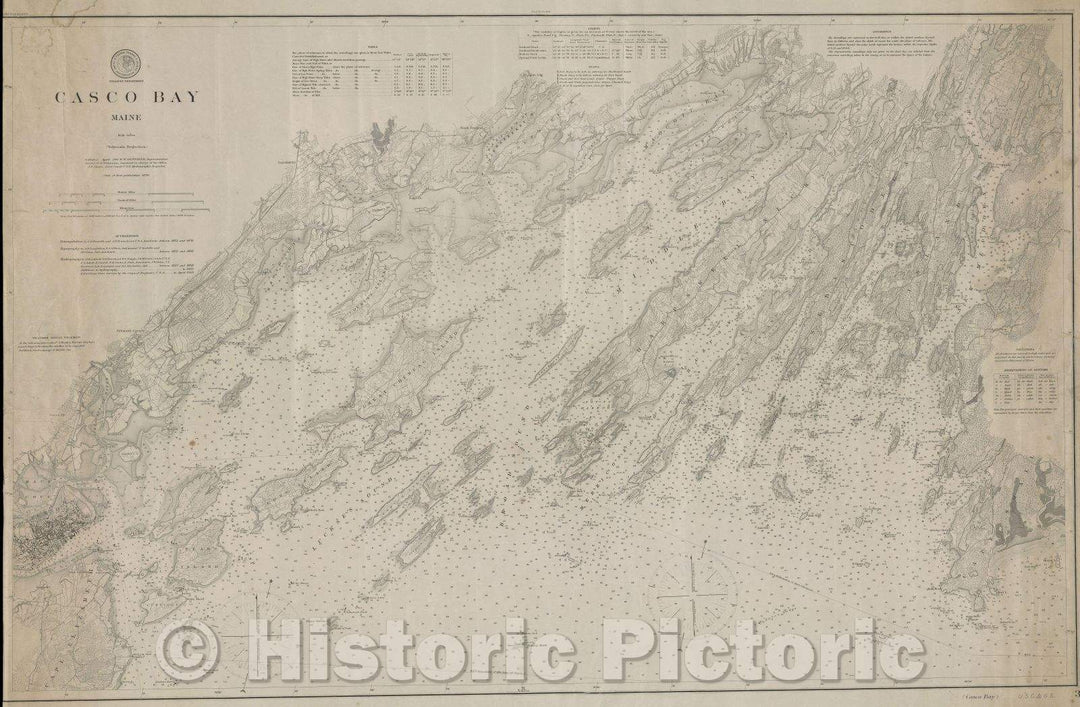Historic Map : Casco Bay Maine, 1903 , Vintage Wall Art