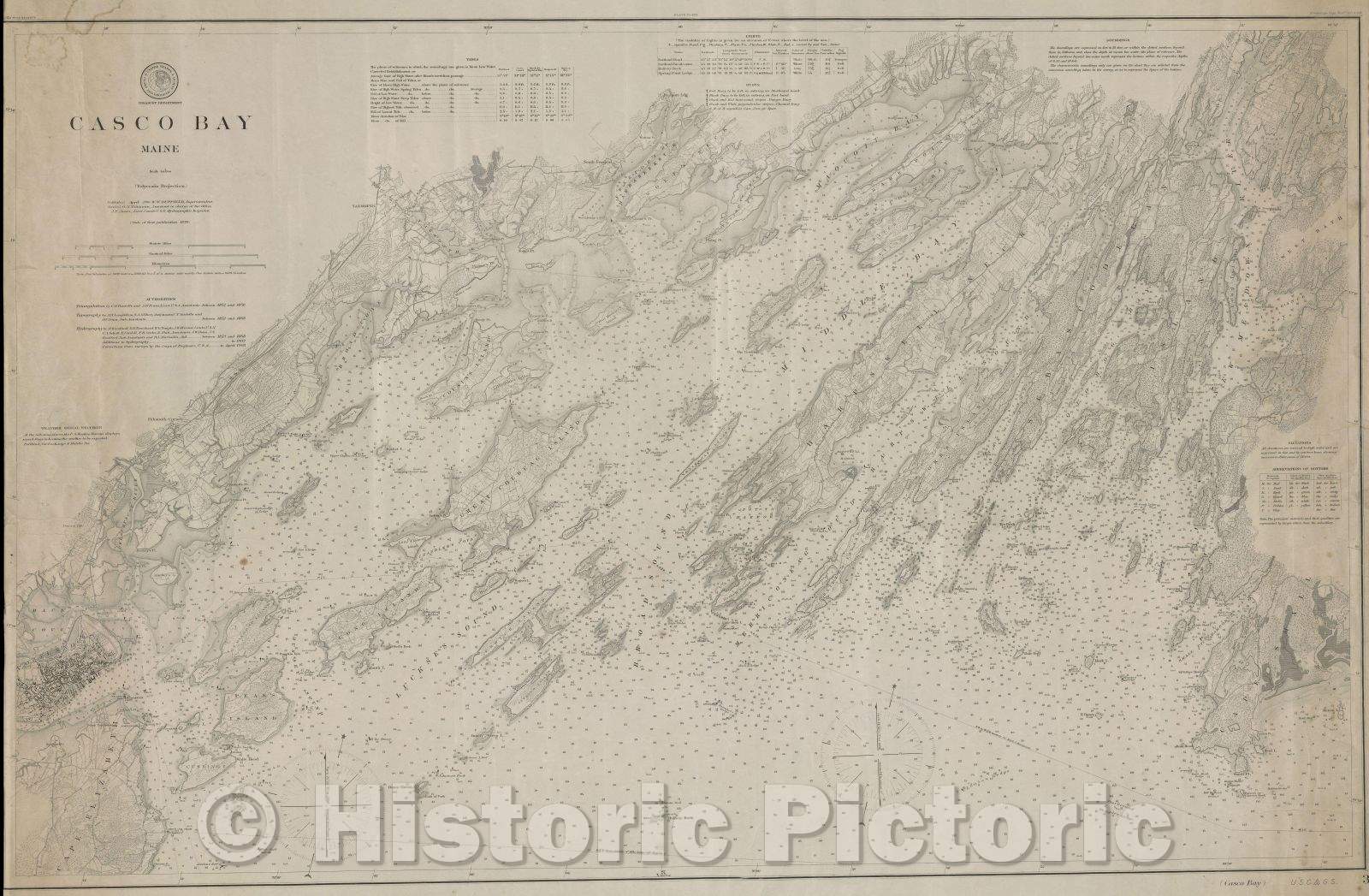 Historic Map : Casco Bay Maine, 1903 , Vintage Wall Art