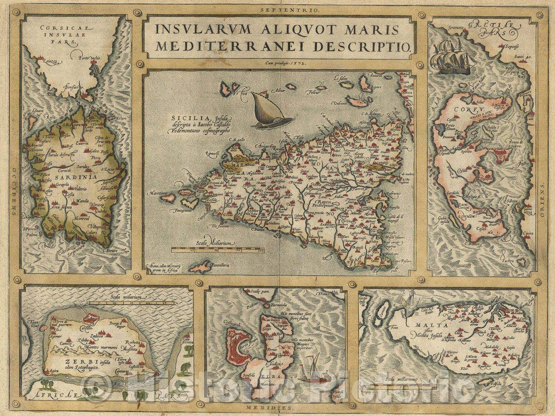 Historic Map : Insularum Aliquot Maris Mediterranei Descriptio., 1572 , Vintage Wall Art