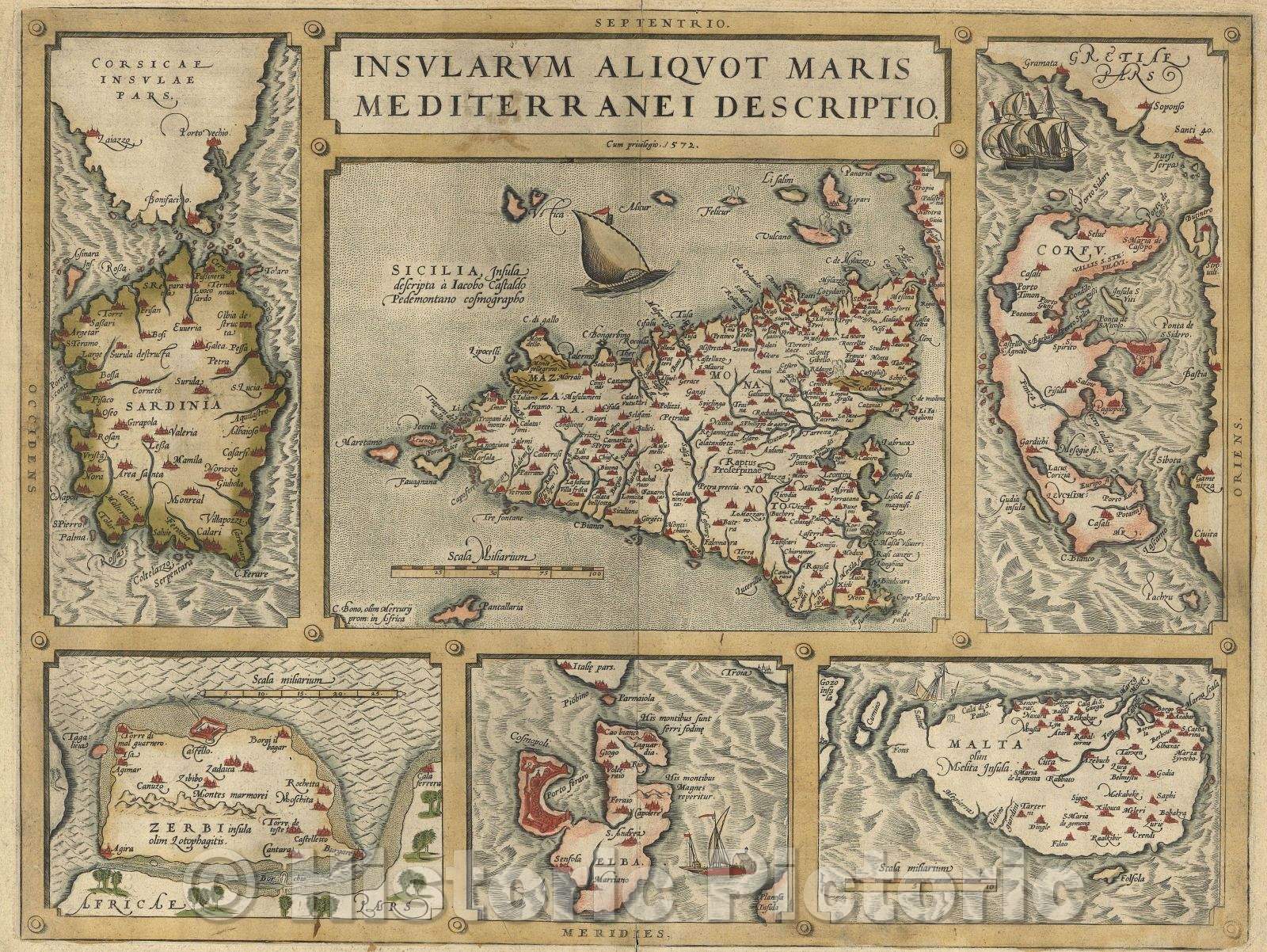 Historic Map : Insularum Aliquot Maris Mediterranei Descriptio., 1572 , Vintage Wall Art