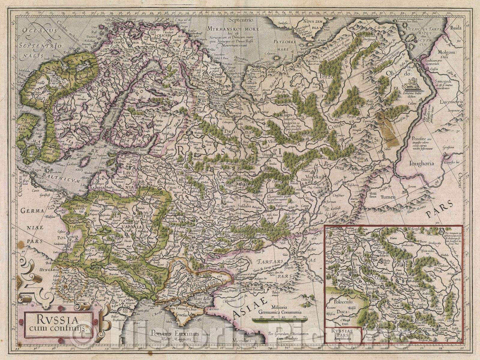 Historic Map : Russia cum confinijs., 1630 , Vintage Wall Art