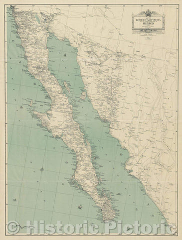 Historic Map : Map of Lower California and the Northwestern States of Mexico : from the best available records, 1930 , Vintage Wall Art