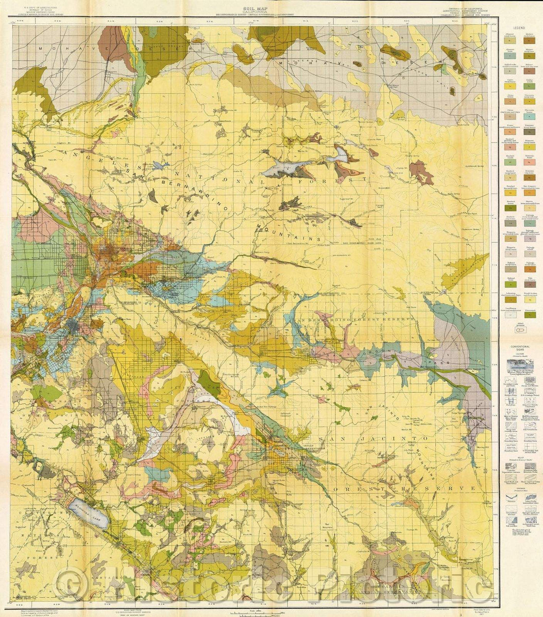 Historic Map : Soil Map California: Reconnoissance Survey, Central Southern Area, Eastern Sheet, 1917 , Vintage Wall Art