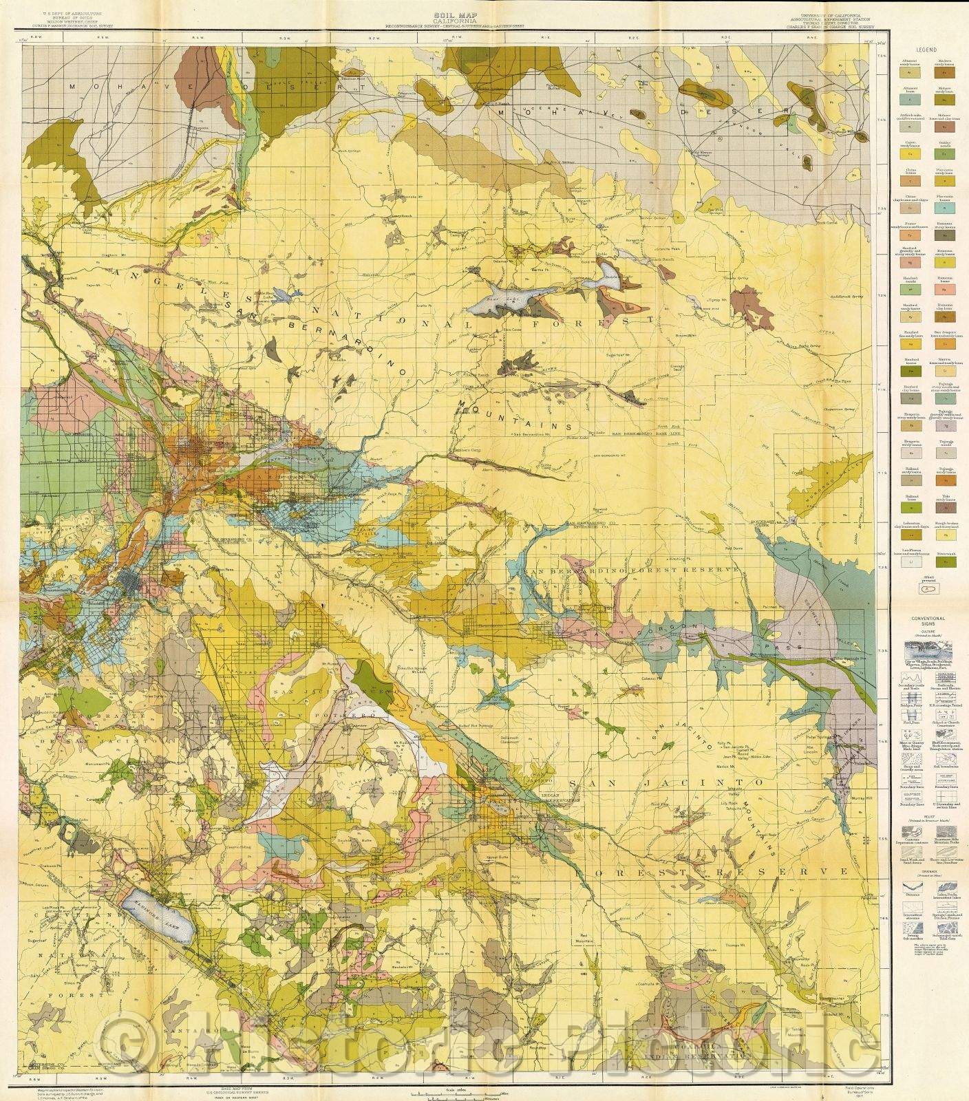 Historic Map : Soil Map California: Reconnoissance Survey, Central Southern Area, Eastern Sheet, 1917 , Vintage Wall Art