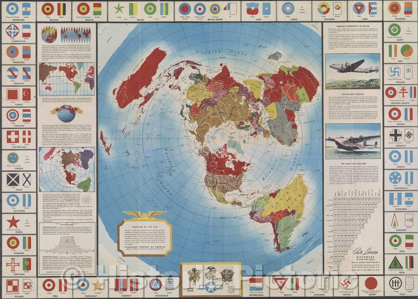 Historic Map : Global Map for Global War and Global Peace, 1943 , Vintage Wall Art