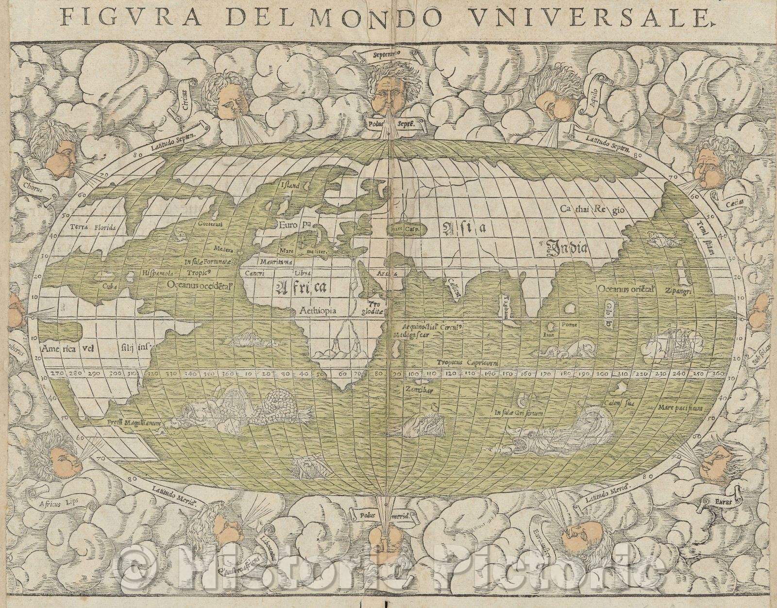 Historic Map : Figura del Mundo Universale, 1575 , Vintage Wall Art