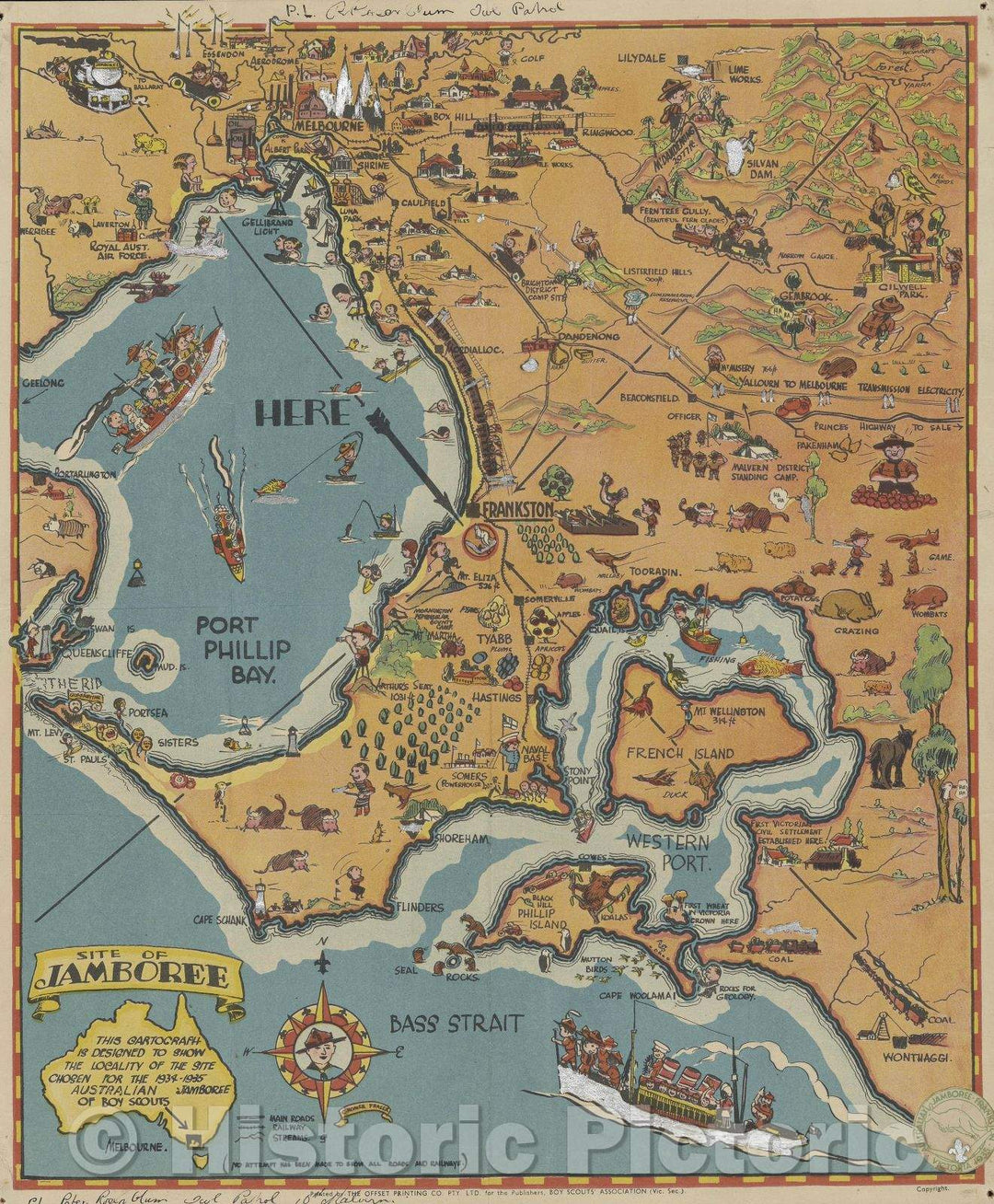 Historic Map : Site of Jamboree, 1935 , Vintage Wall Art