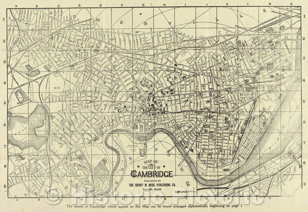Historic Map : Map of the City of Cambridge, 1920 , Vintage Wall Art