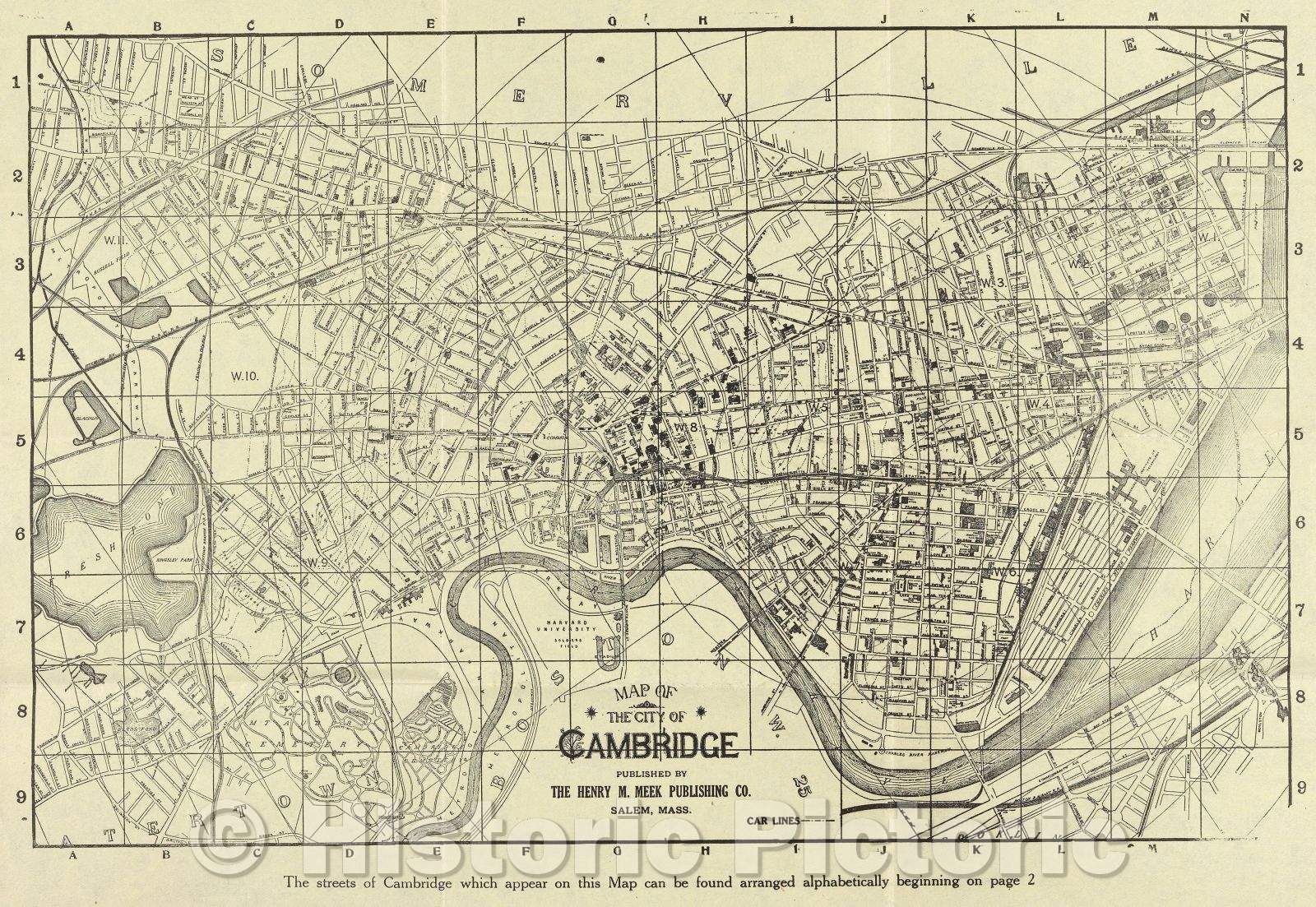 Historic Map : Map of the City of Cambridge, 1920 , Vintage Wall Art