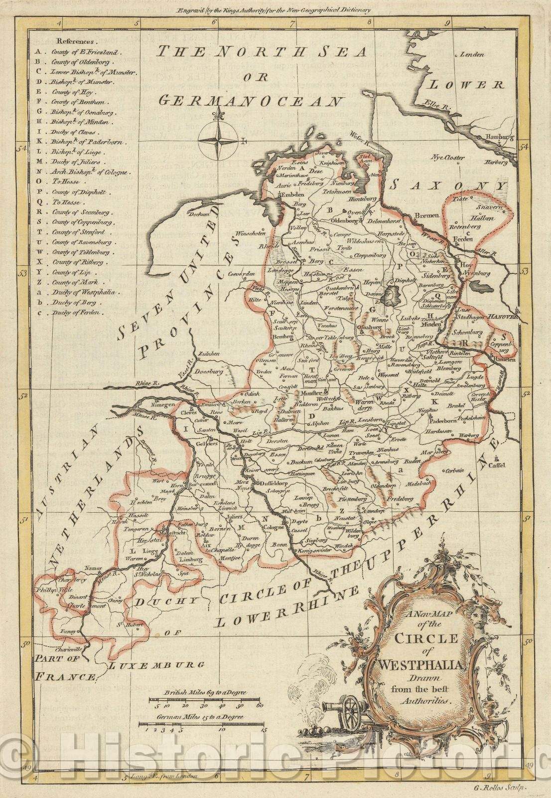 Historic Map : A New Map of the Circle of Westphalia Drawn from the best Authorities., 1760 , Vintage Wall Art