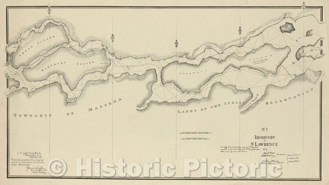 Historic Map : No.I Iroquois or St. Lawrence 1817, 1891 , Vintage Wall Art