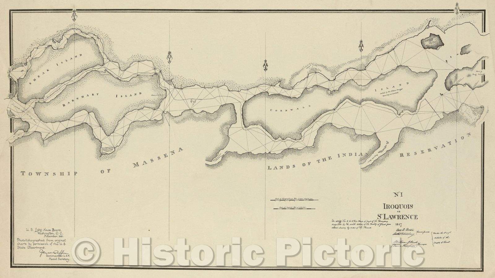 Historic Map : No.I Iroquois or St. Lawrence 1817, 1891 , Vintage Wall Art