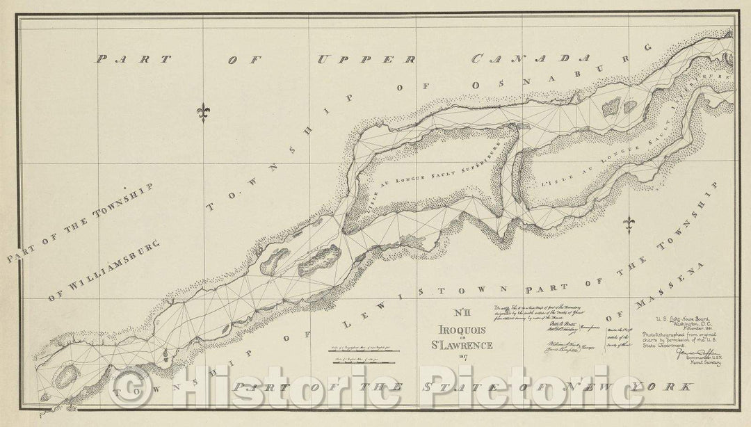 Historic Map : No.II Iroquois or St. Lawrence 1817, 1891 , Vintage Wall Art