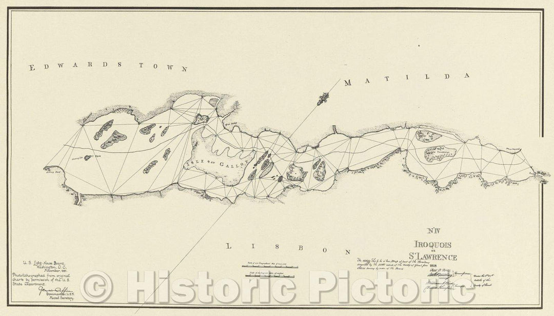 Historic Map : No.IV Iroquois or St. Lawrence 1818, 1891 , Vintage Wall Art